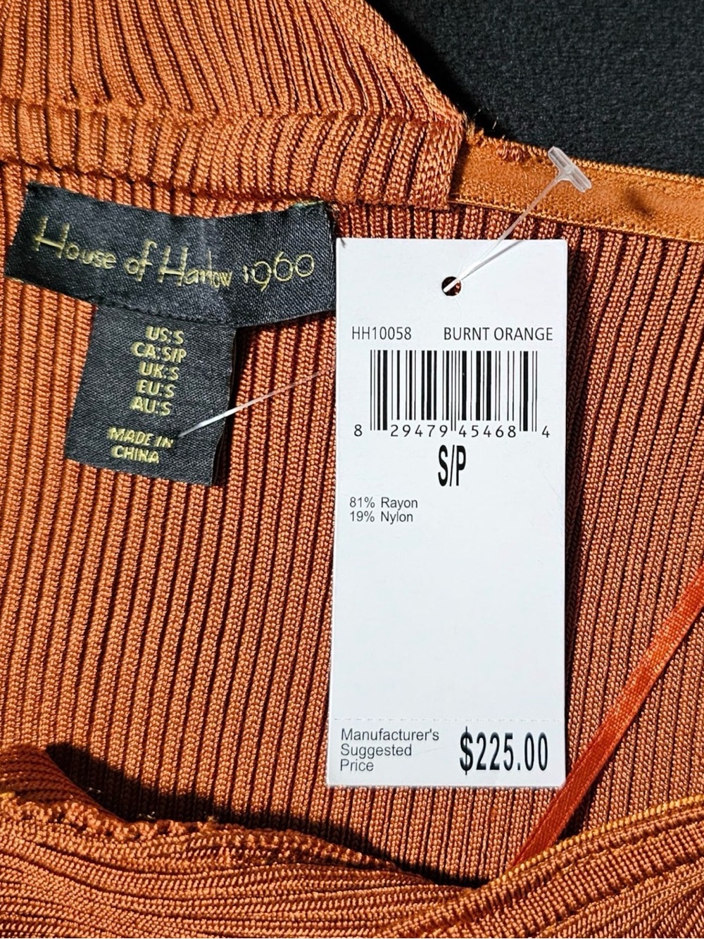 🤎 House of Harlow 1960 Burnt Orange Ribbed One Shoulder Midi Dress S NWT - Picture 12 of 14